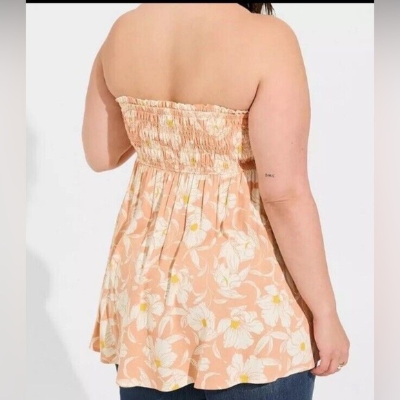 Torrid slub smocked floral tube top babydoll size 3X plus size - Picture 2 of 9